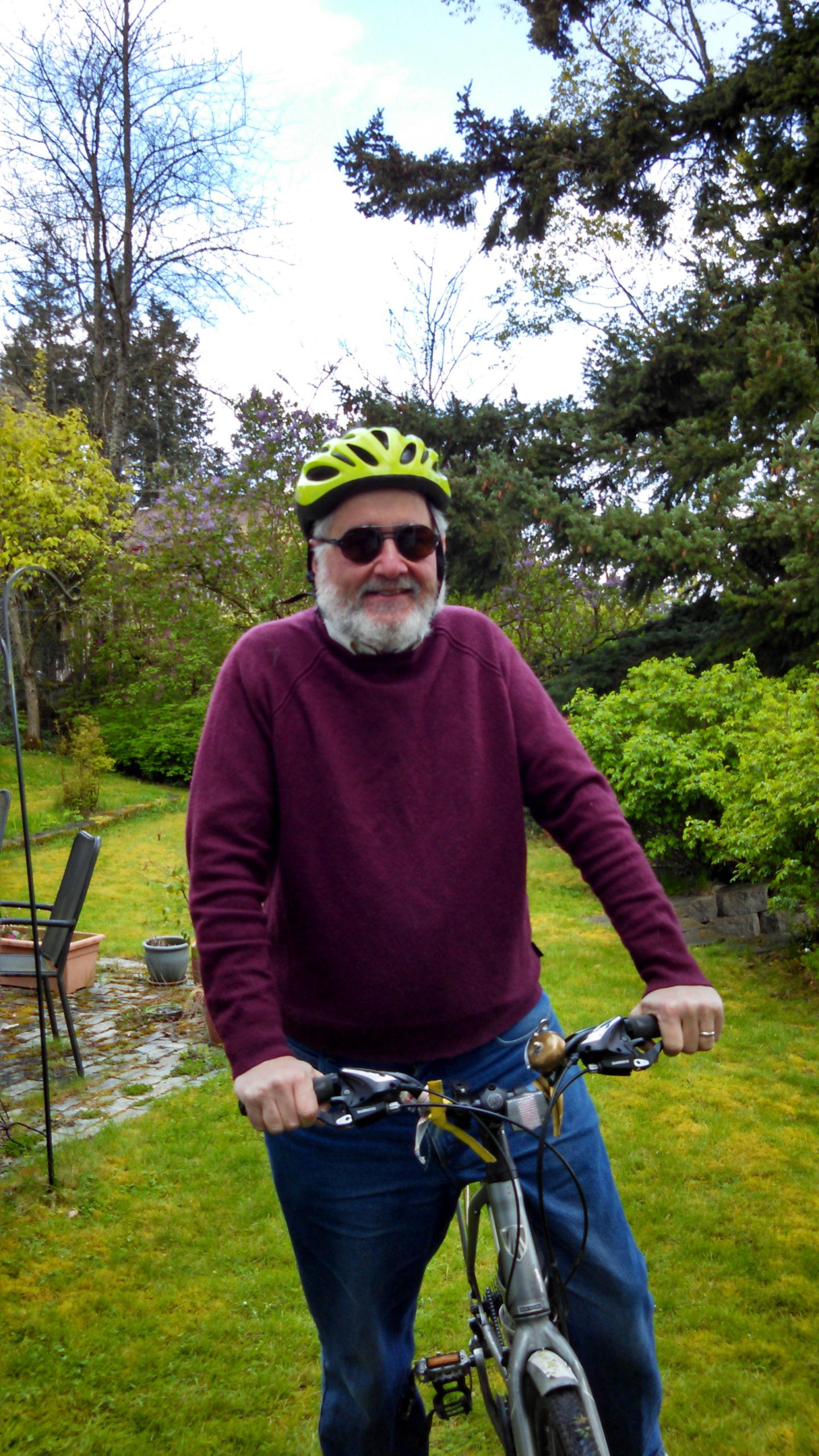 Rob Lopresti on a bicycle
